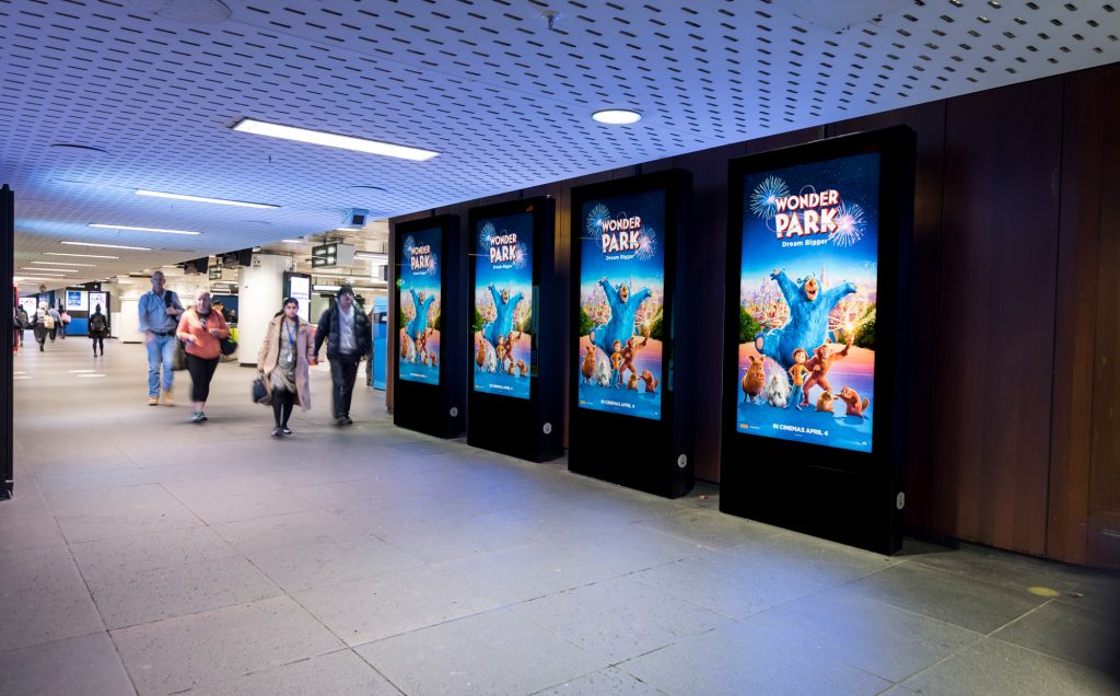 Wonder Park rail advertising panel in train station