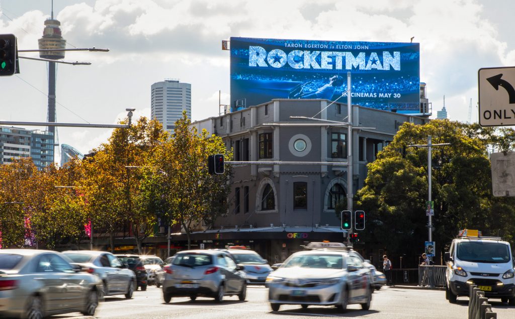 Rocketman road advertising on billboard