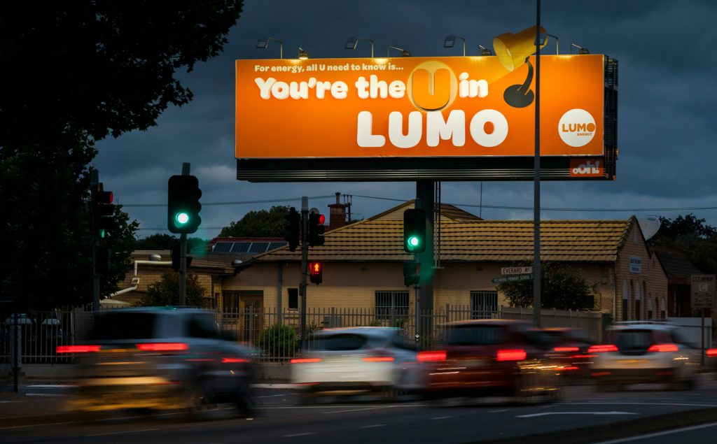 Lumo road advertising on billboard