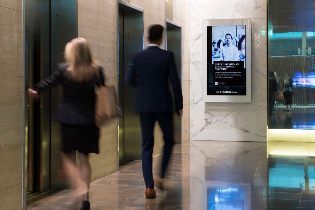 Building advertising in office tower
