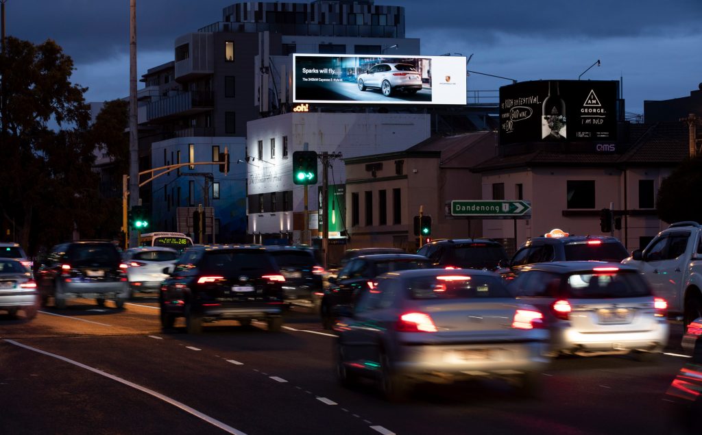 Porsche road advertising on billboard
