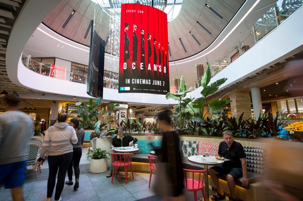 Oceans 8 retail advertising in shopping centre