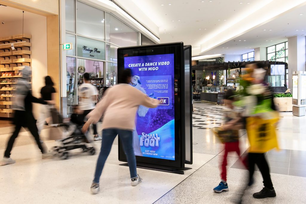 Small Foot retail advertising in shopping centre