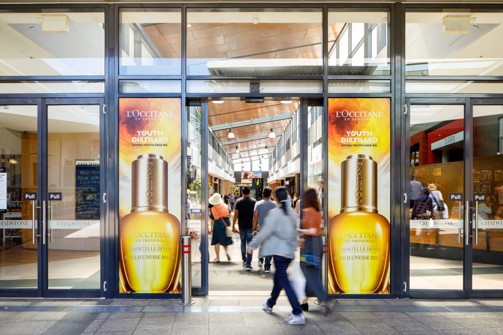 L'Occitane retail advertising in shopping centre