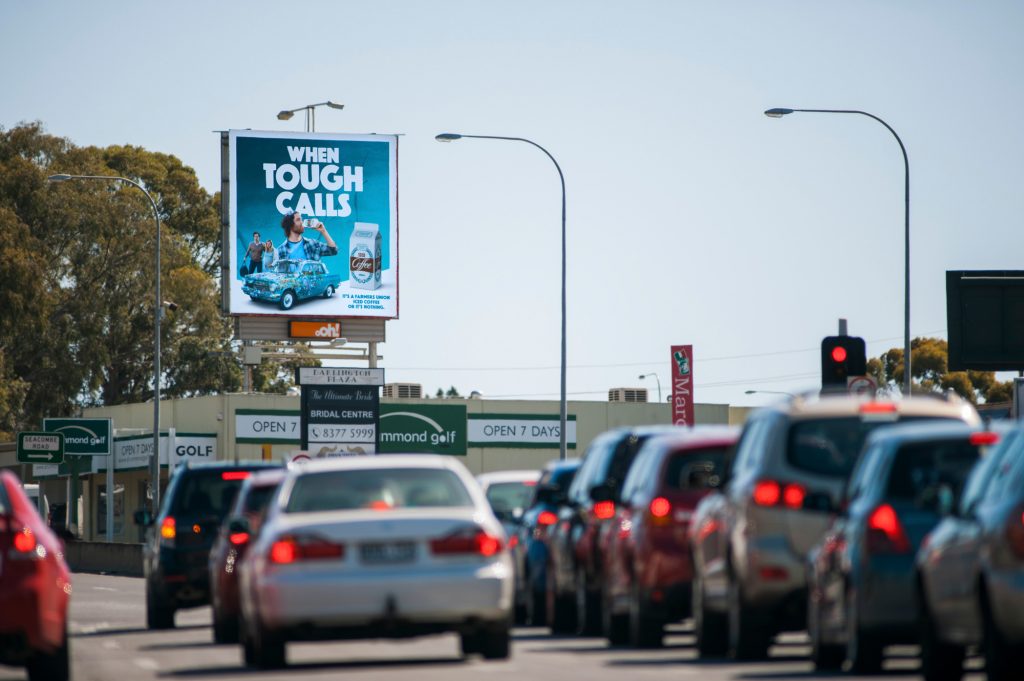 Road advertising on billboard
