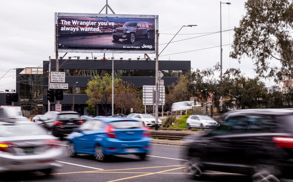 Jeep road advertising on billboard