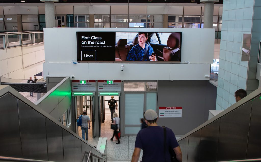Uber fly advertising in airport