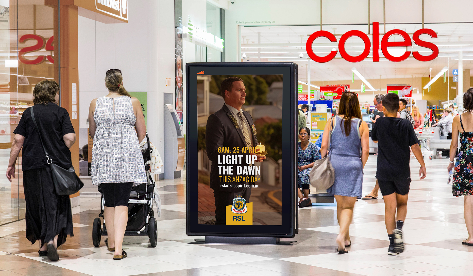 Anzac retail advertising in shopping centre