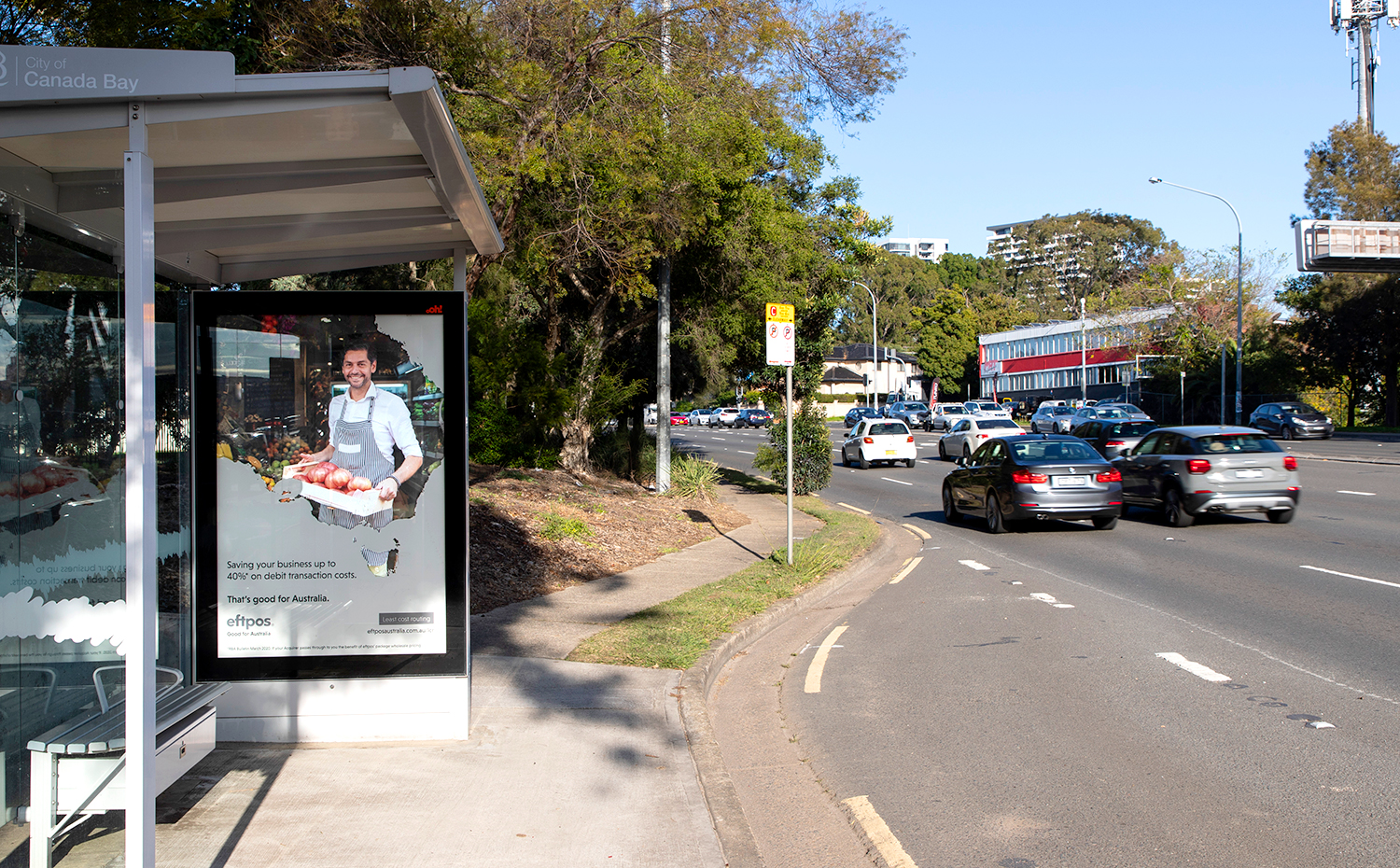 Eftpos bus shelter advertising on street furniture