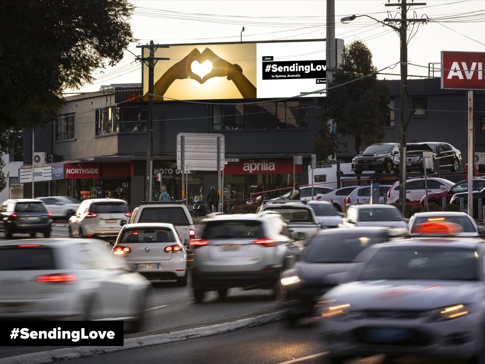 Sending Love billboard advertising on road