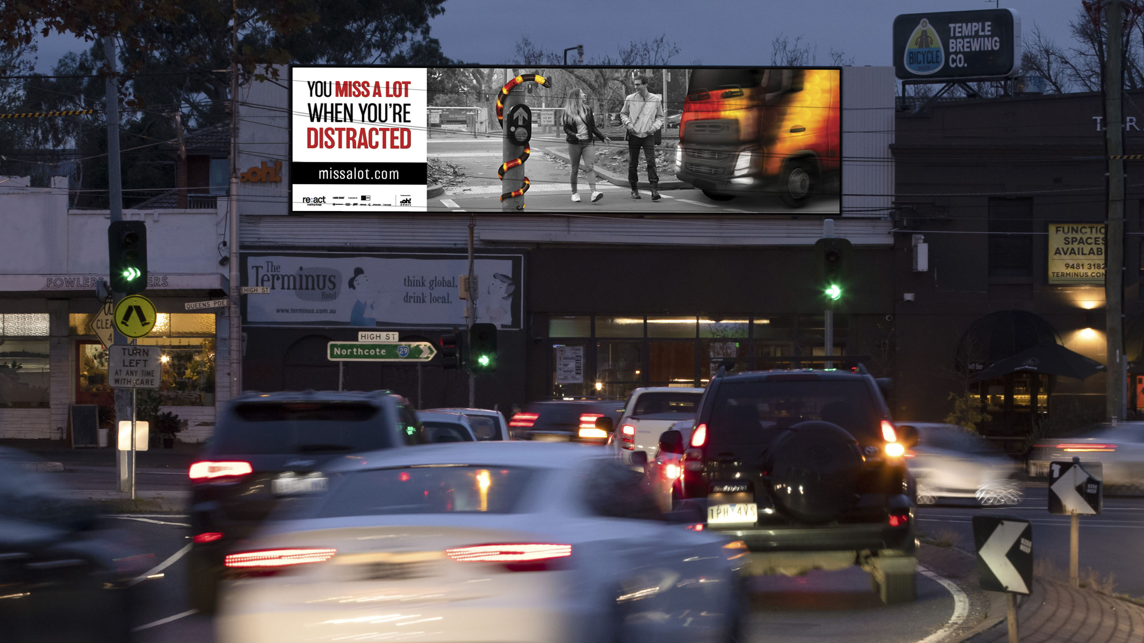 Re:act billboard advertising on road