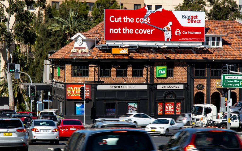 Budget Direct billboard advertising on road