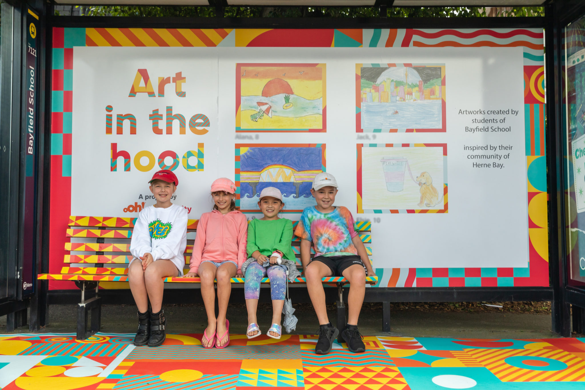 Art in the Hood New Zealand street furniture artworks on bus shelter