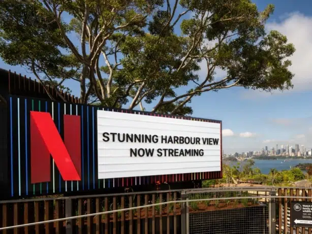 The Netflix Marquee' creative special build billboard at Taronga Zoo Sydney