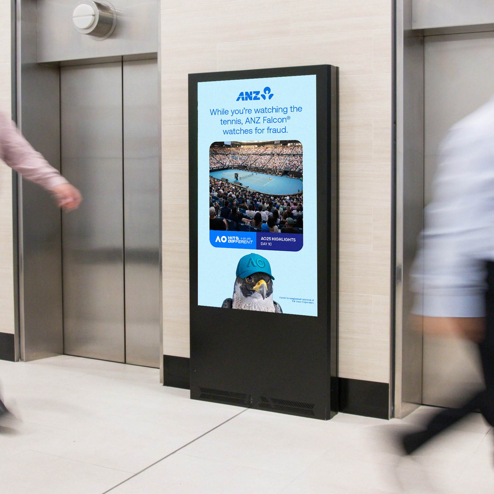 Digital advertising in office lobby