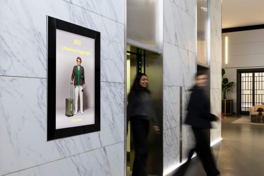 Digital advertising in office lobby, Sydney