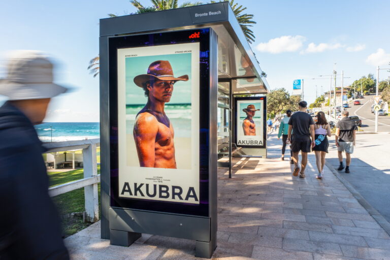 Digital bus shelter advertising at Bronte Beach, in Sydney