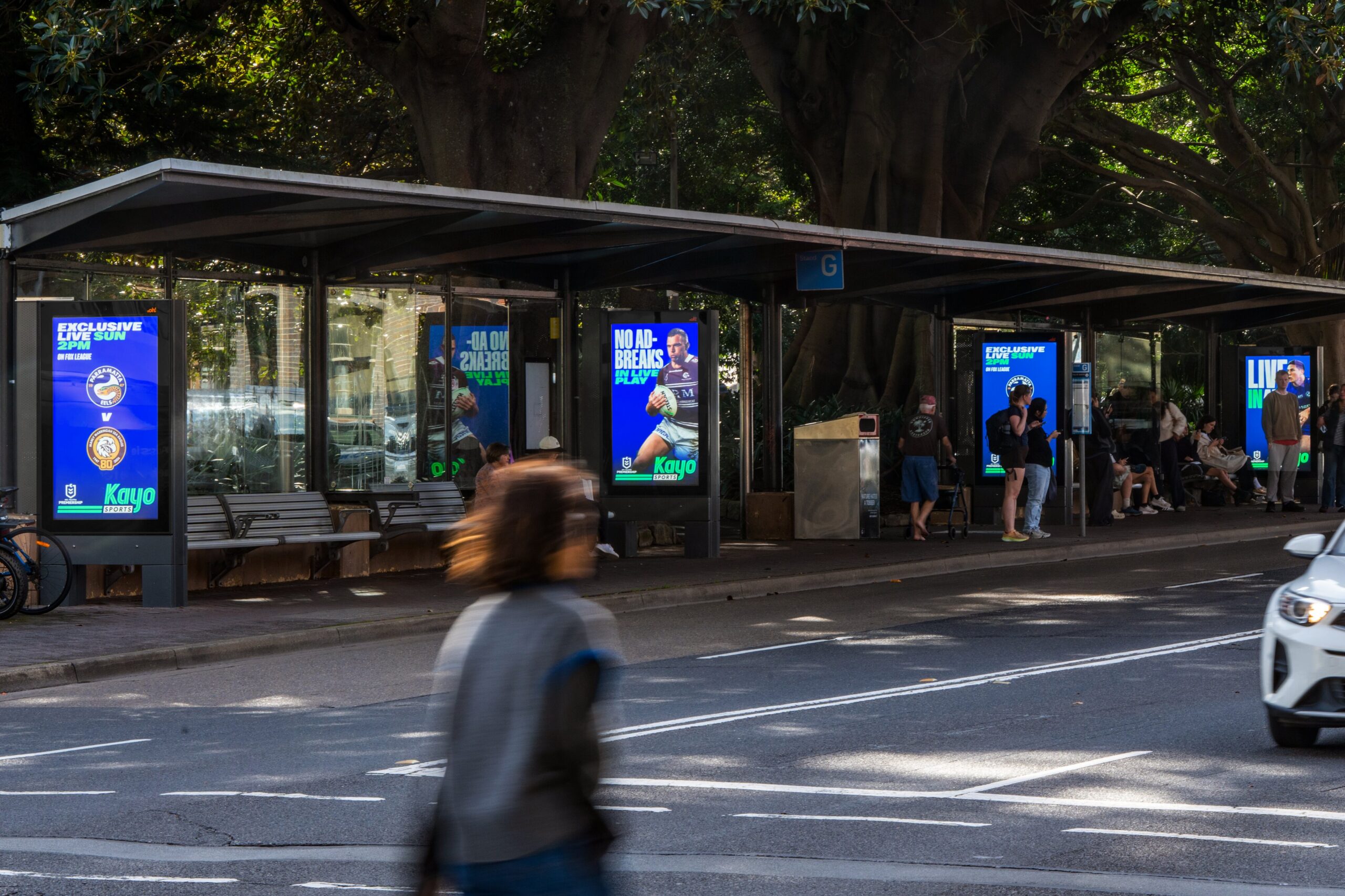 Digital bus shelter advertising in Manly