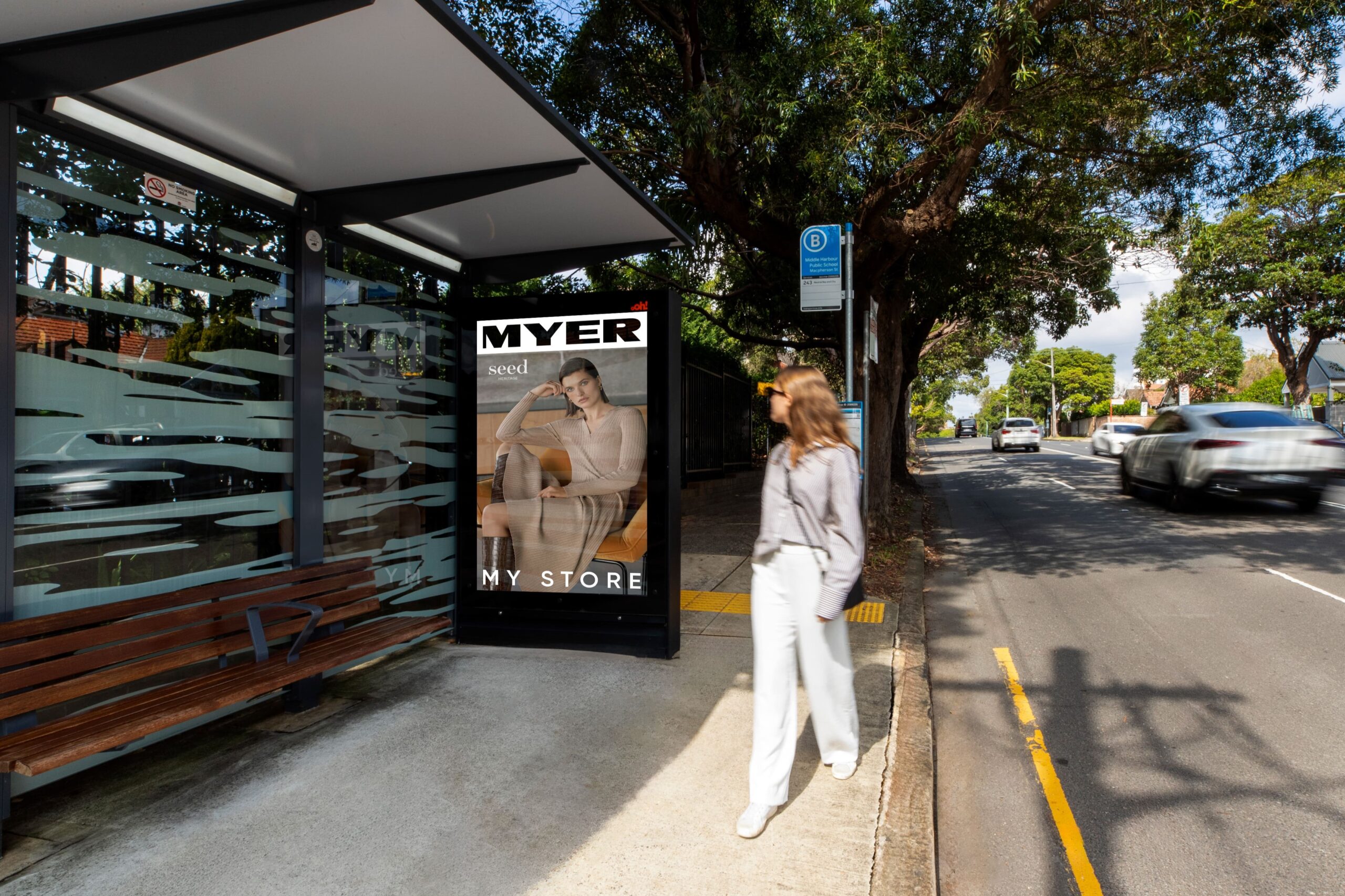 Static advertising bus stop panel Sydney