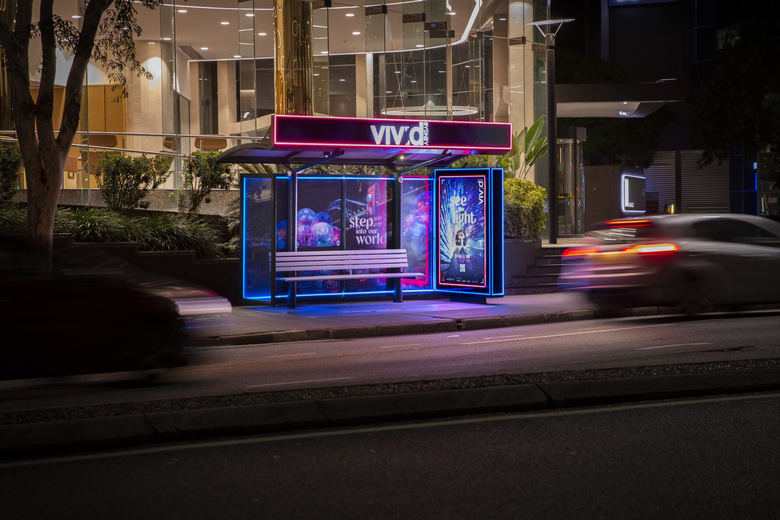 Bus shelter special build for Vivid Sydney