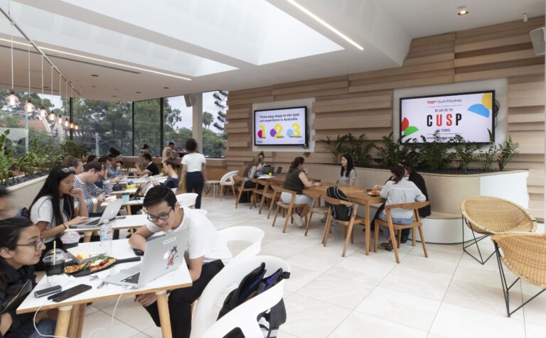 Digital advertising screens at The University of Sydney student hub