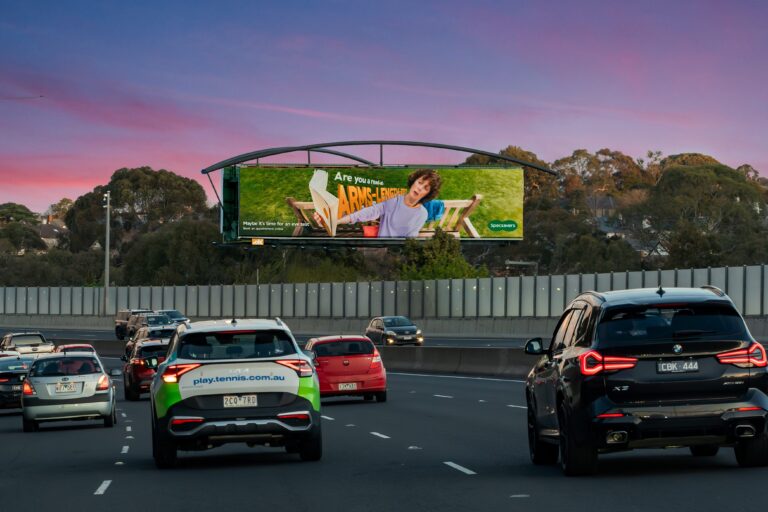 Classic billboard in Melbourne on the Monash Freeway, featuring specsavers creative