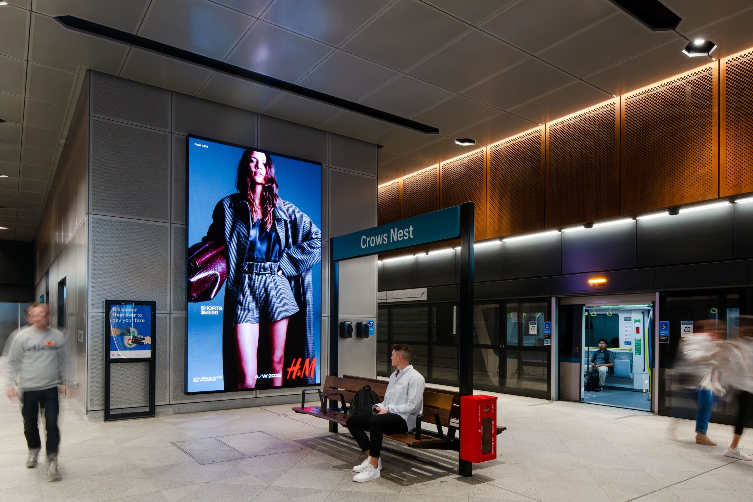 Digital screen advertising in metro train station, Sydney - Crows Nest
