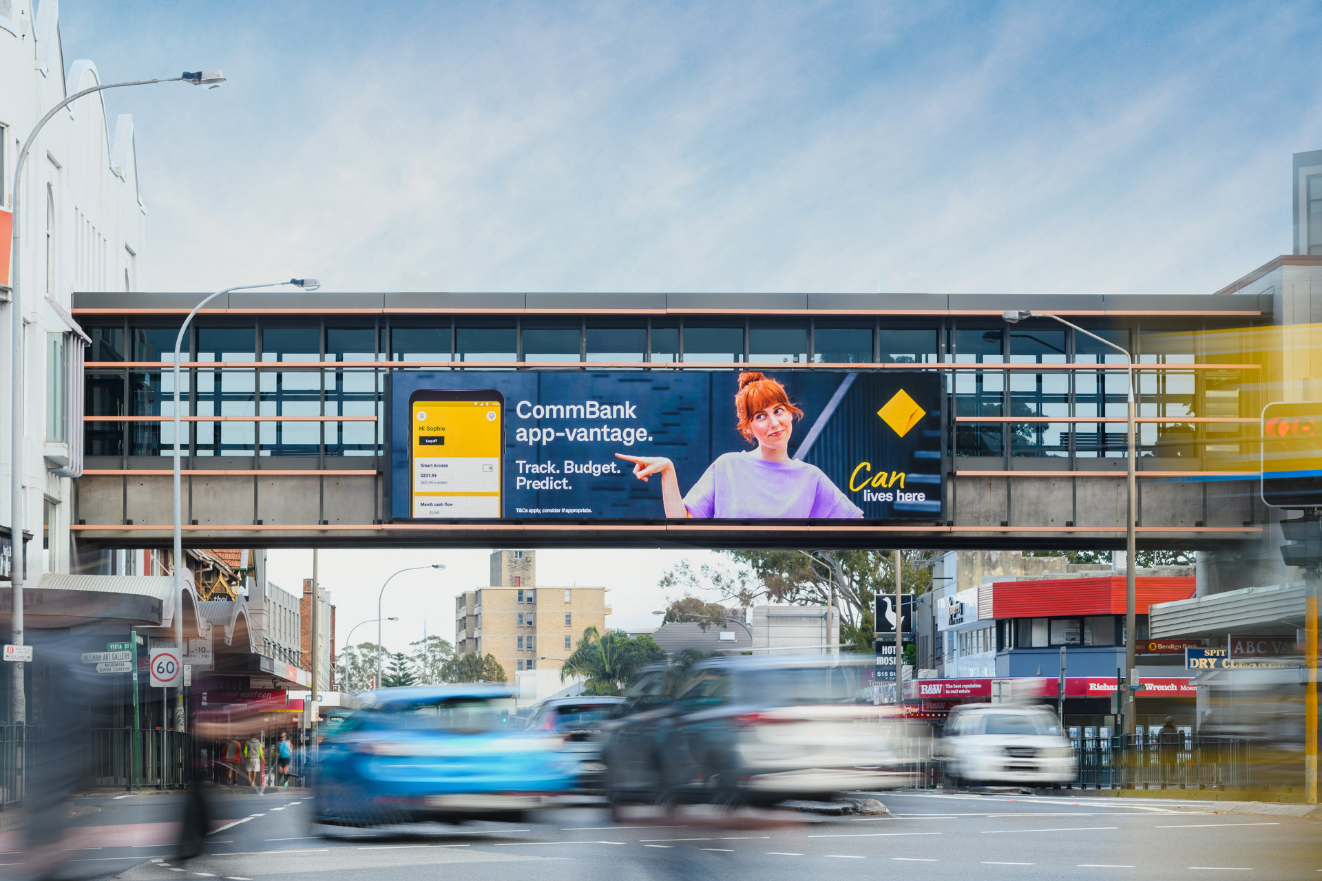 Sydney digital billboard featuring CommBank creative, Mosman