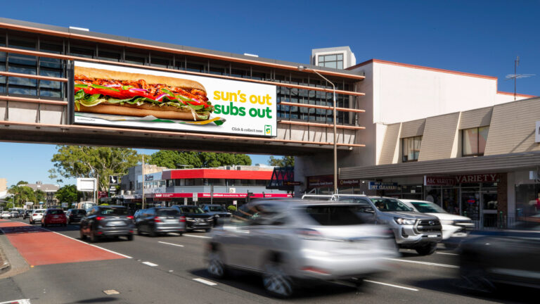 Sydney digital billboard featuring dynamic creative for Subway, Mosman