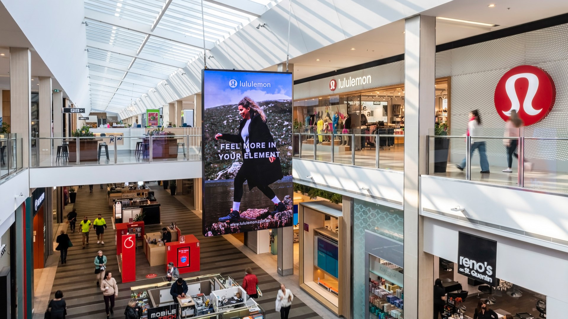 Large format digital billboard inside retail centre