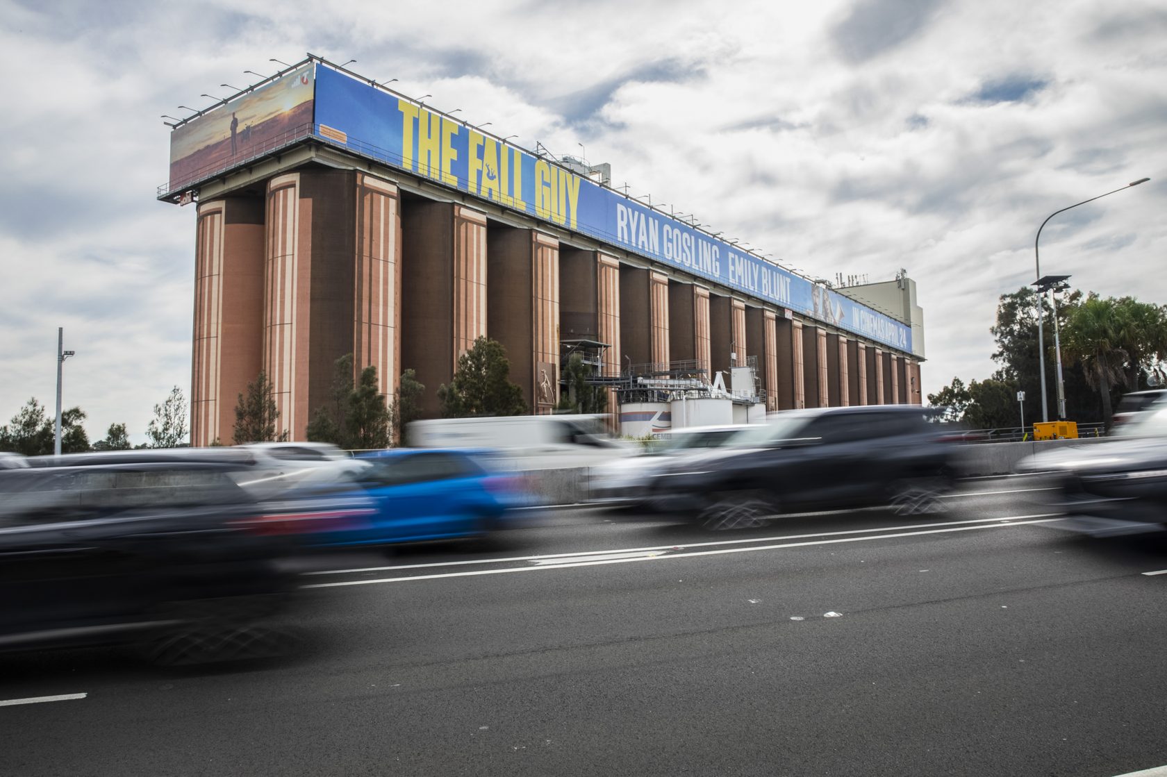 The Glebe Island Silos billboard featuring The Fall Guy creative