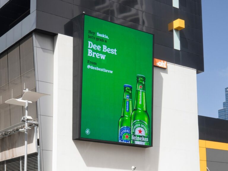 Perth digital billboard with dynamic contextual Heineken creative