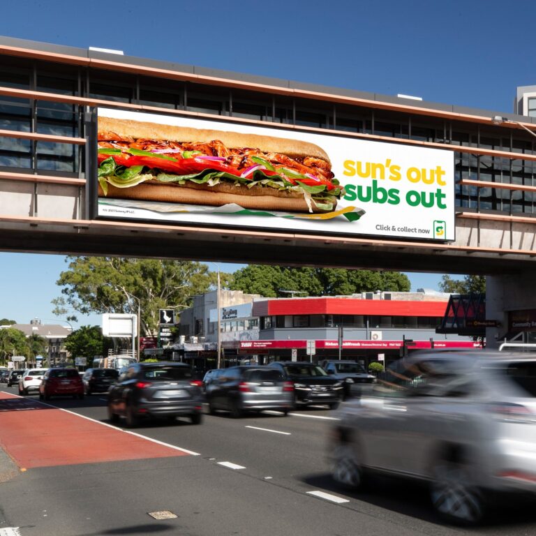 Sydney digital billboard with dynamic Subway creative in Mosman