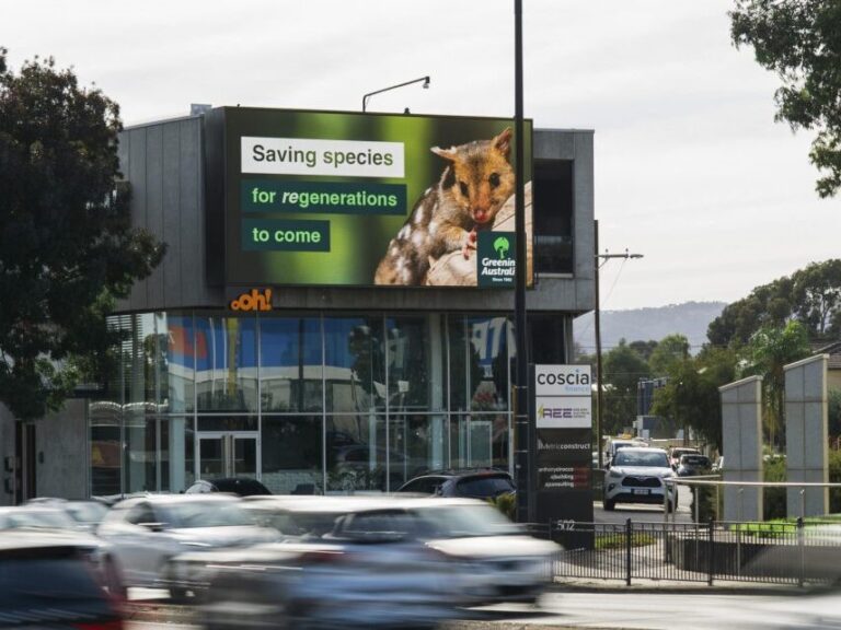 Digital billboard featuring dynamic creative for Greening Australia