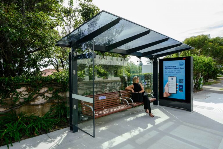 Digital street furniture bus stop advertising in Woollahra