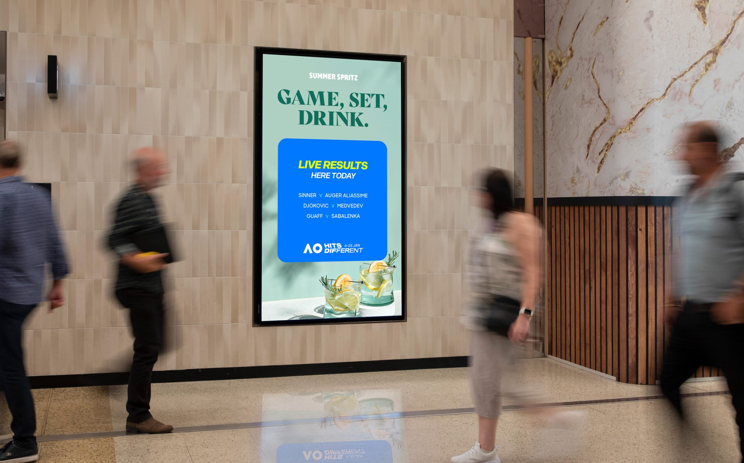 Digital airport advertising for Australian Open sponsored content