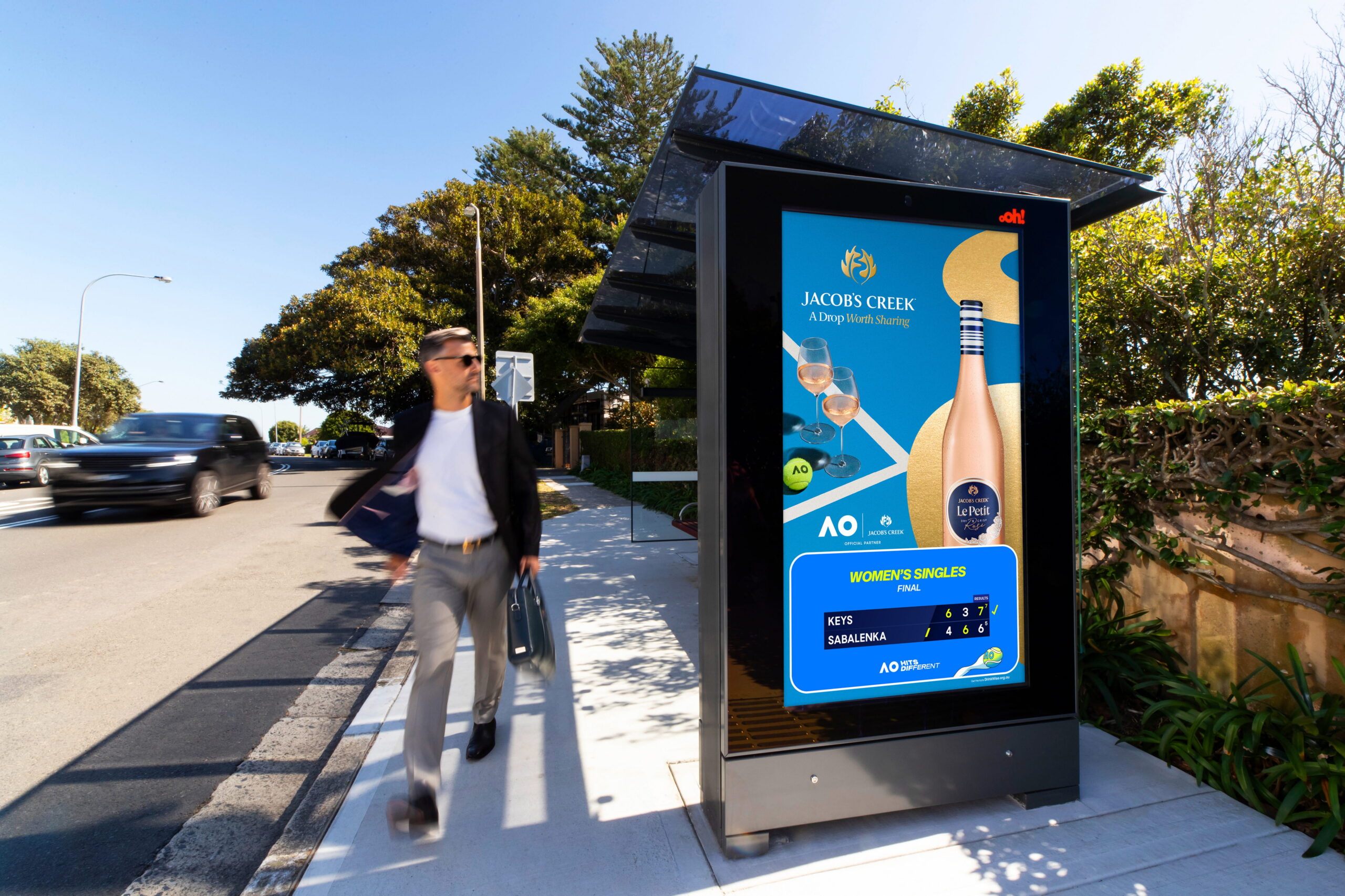 Digital bus shelter advertising in Woollahra, Sydney