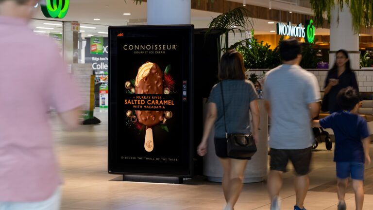 Digital advertising panel in retail centre