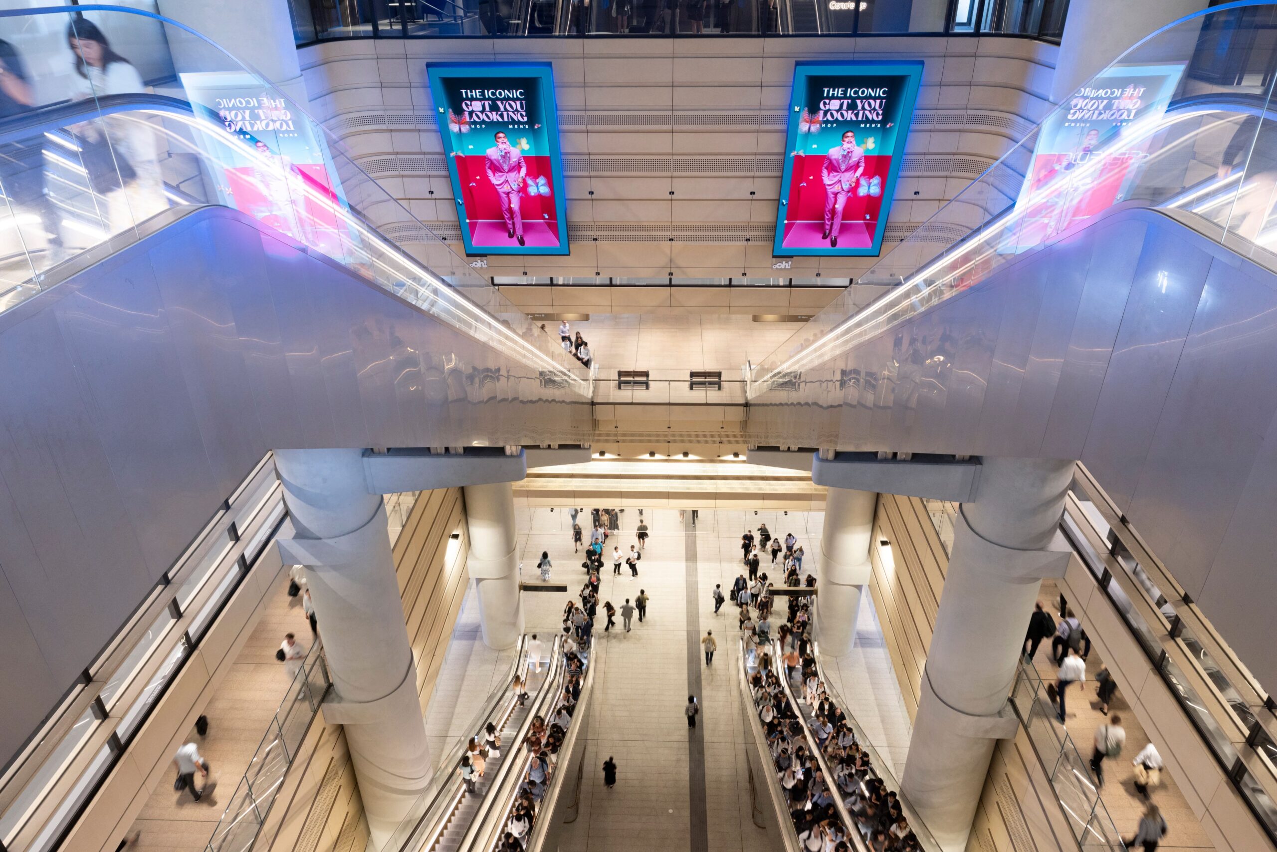Digital advertising screen at Sydney Metro's Martin Place