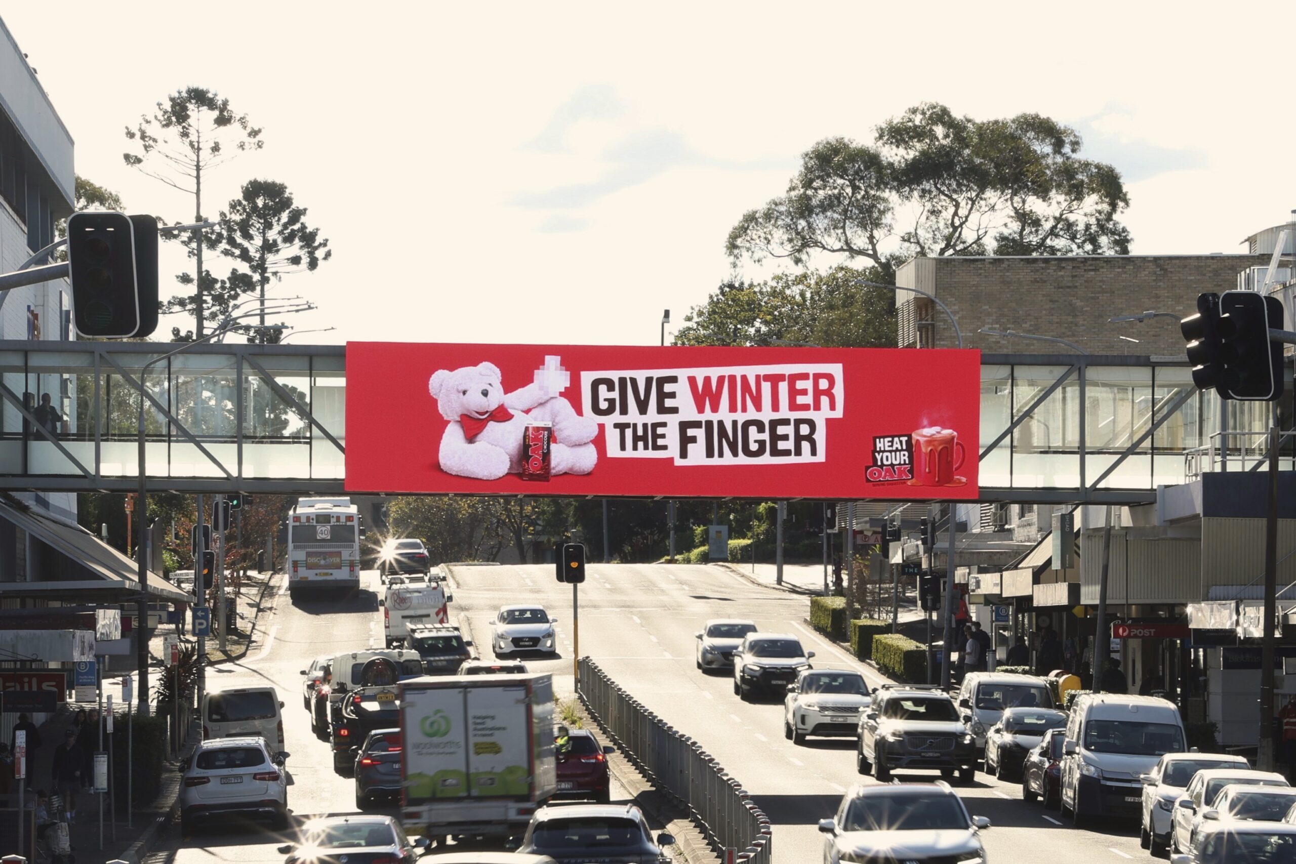 Digital billboard advertising in Sydney, featuring Oak campaign