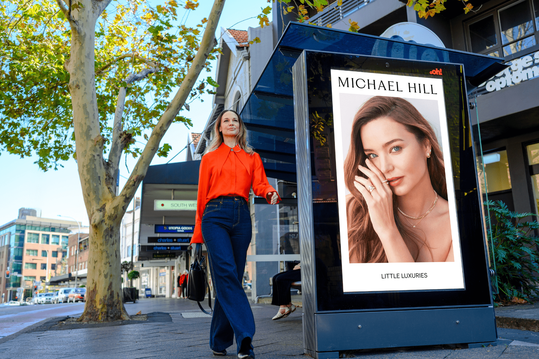 Bus shelter advertising panels in Sydney, Paddington