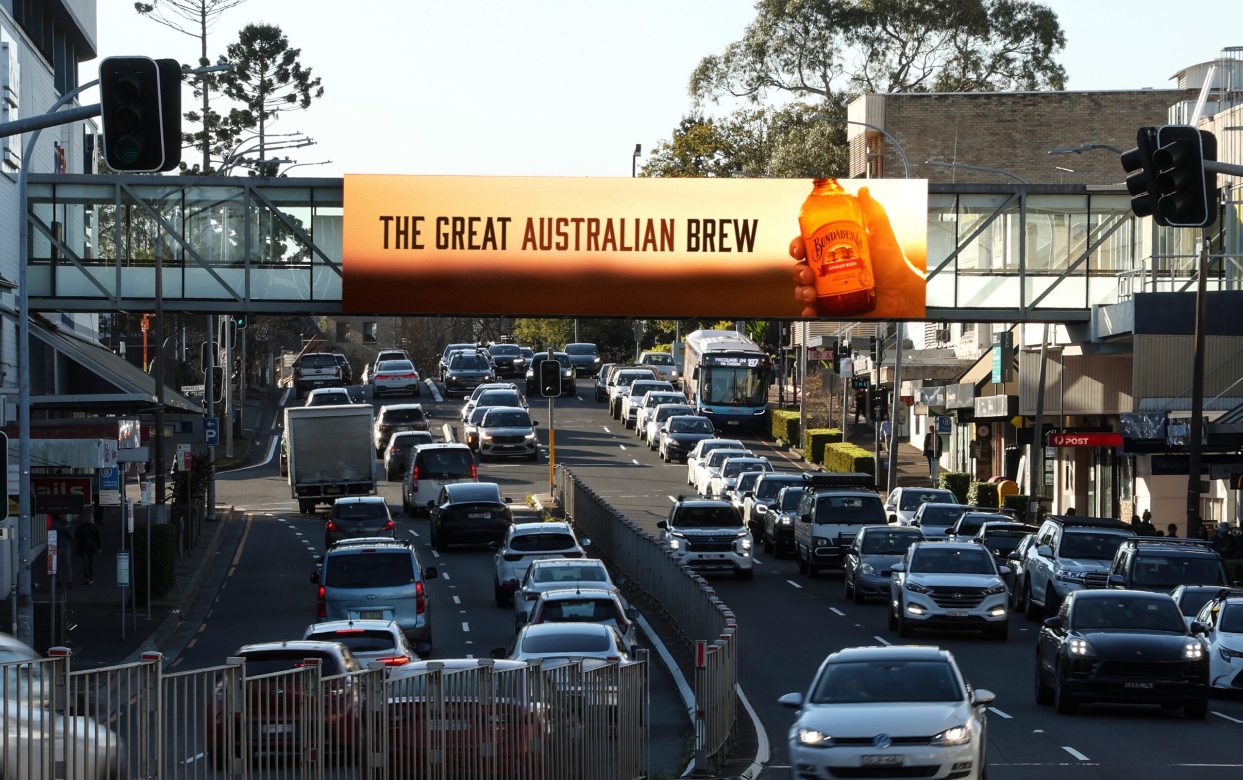 Digital billboard in Sydney, featuring Bundaberg creative