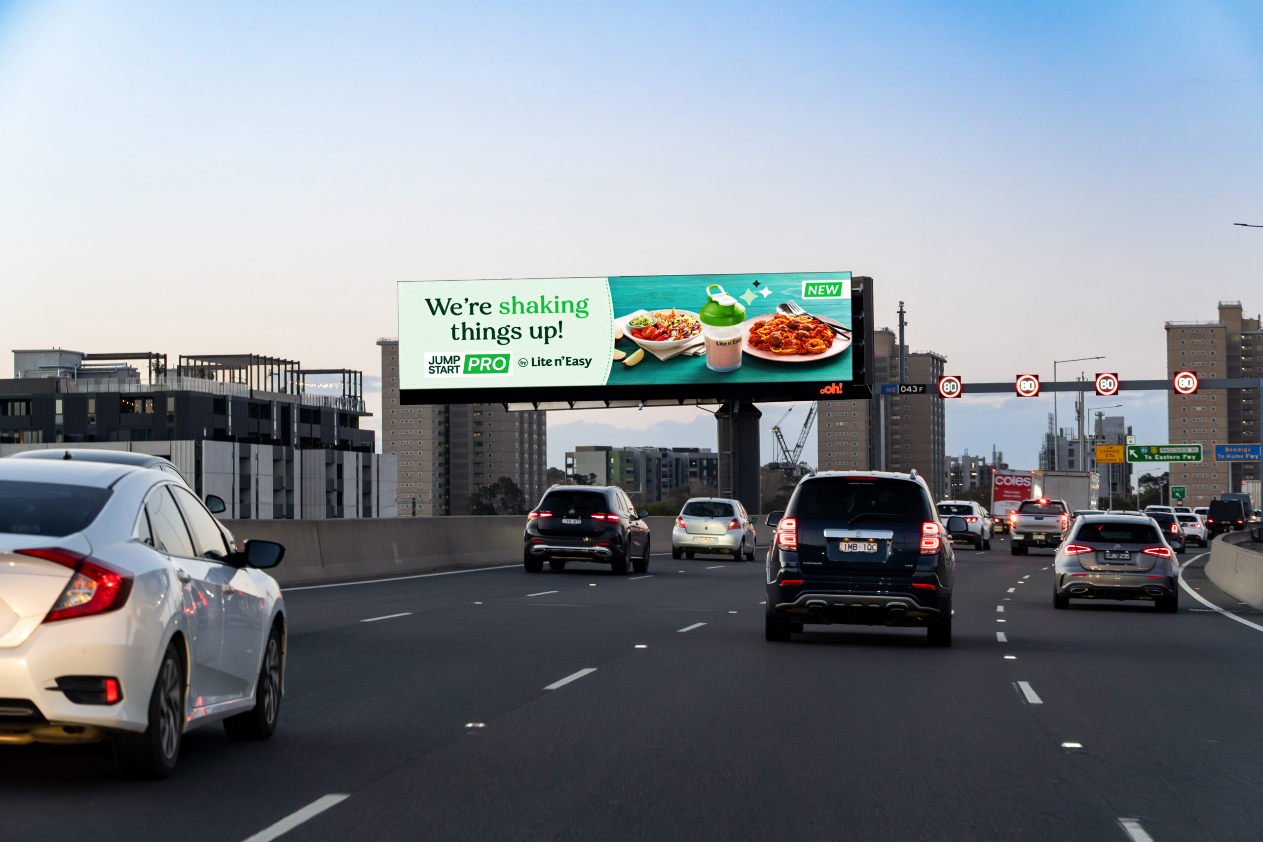 Digital billboard in Melbourne, featuring Lite n' Easy advertisement