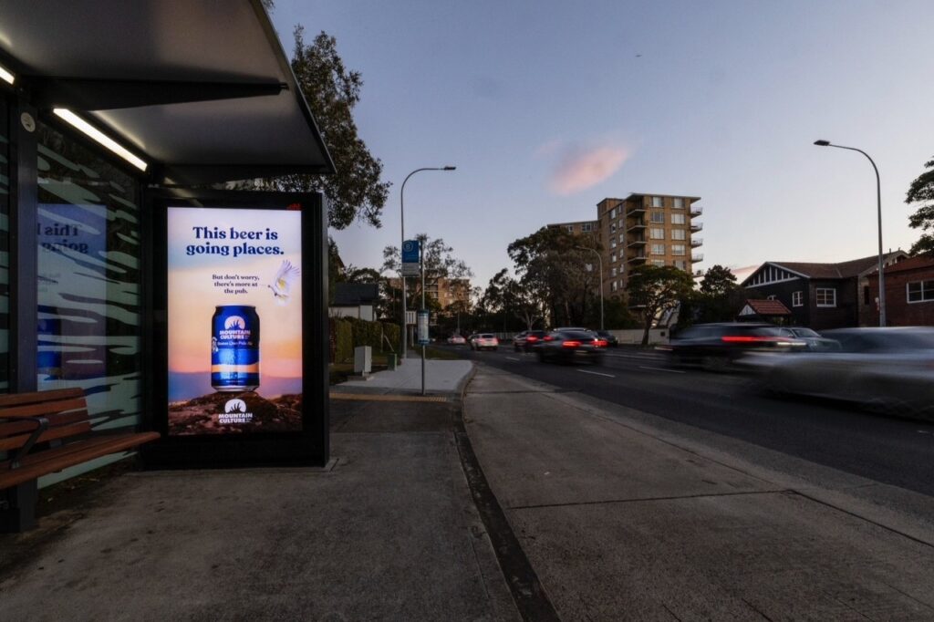 Bus shelter digital advertising panel in Sydney