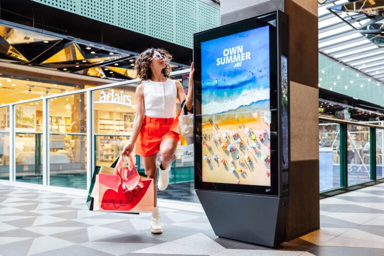 Digital advertising OOH panel in retail centre, Melbourne