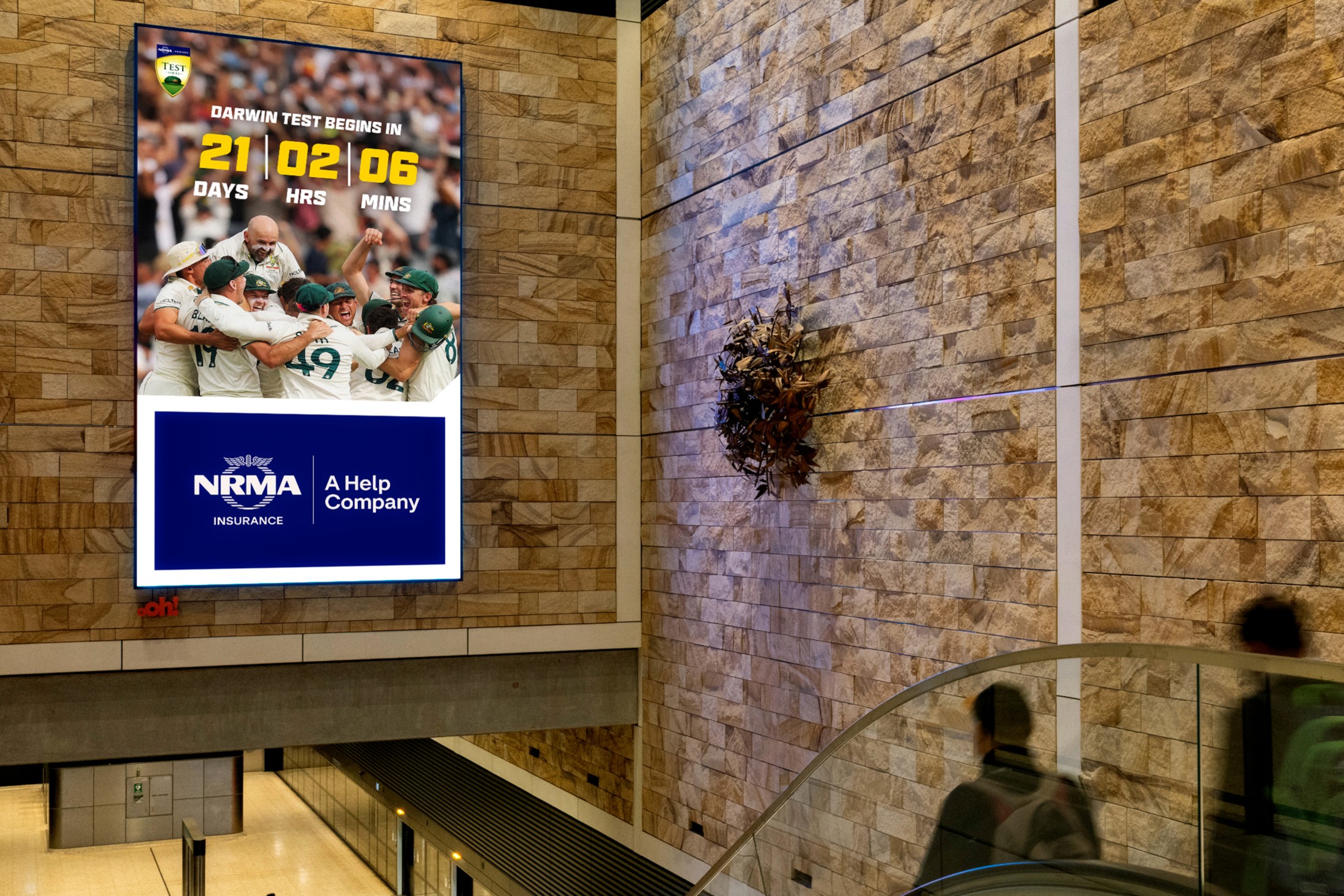 Digital billboard advertising in rail station, Sydney Metro