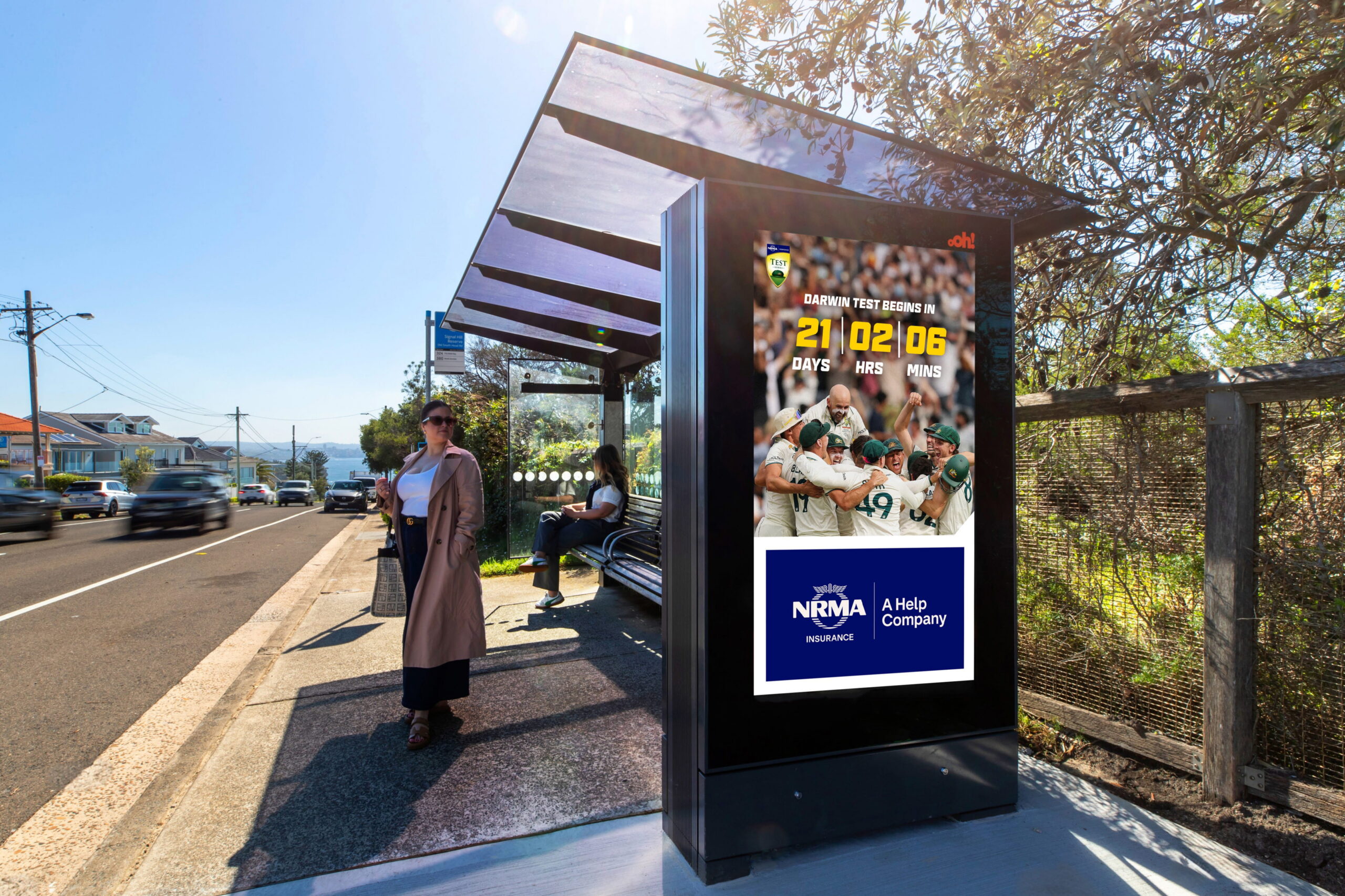 Digital street furniture advertising in Sydney, with Cricket Australia partnership