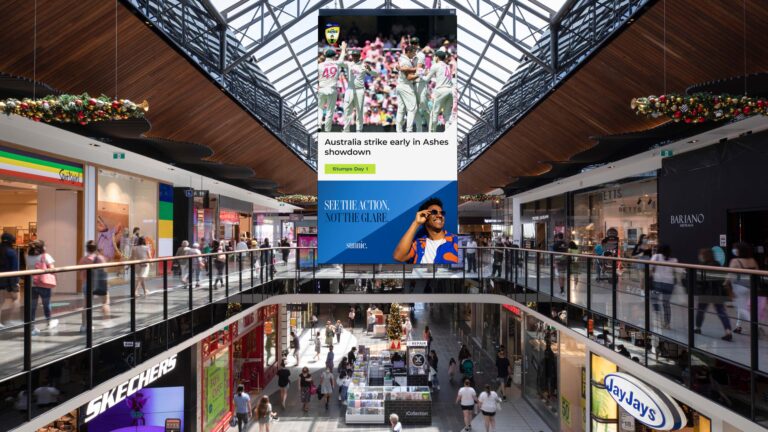 Out of Home advertising partnership with Cricket Australia, on digital retail screen