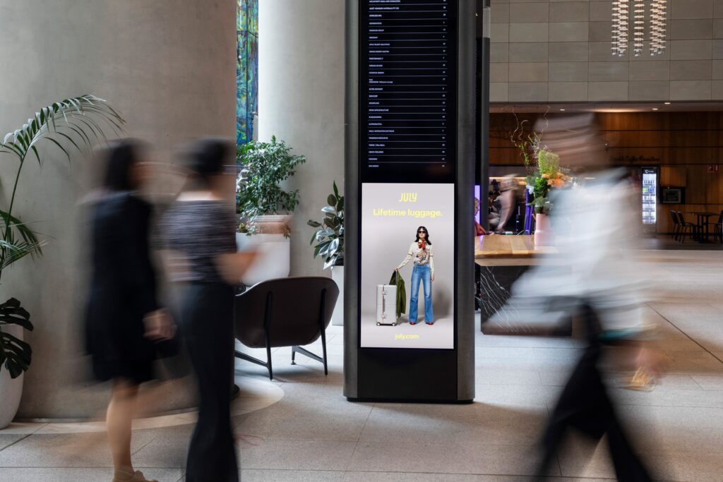 Digital advertising in office lobby, Barangaroo Sydney