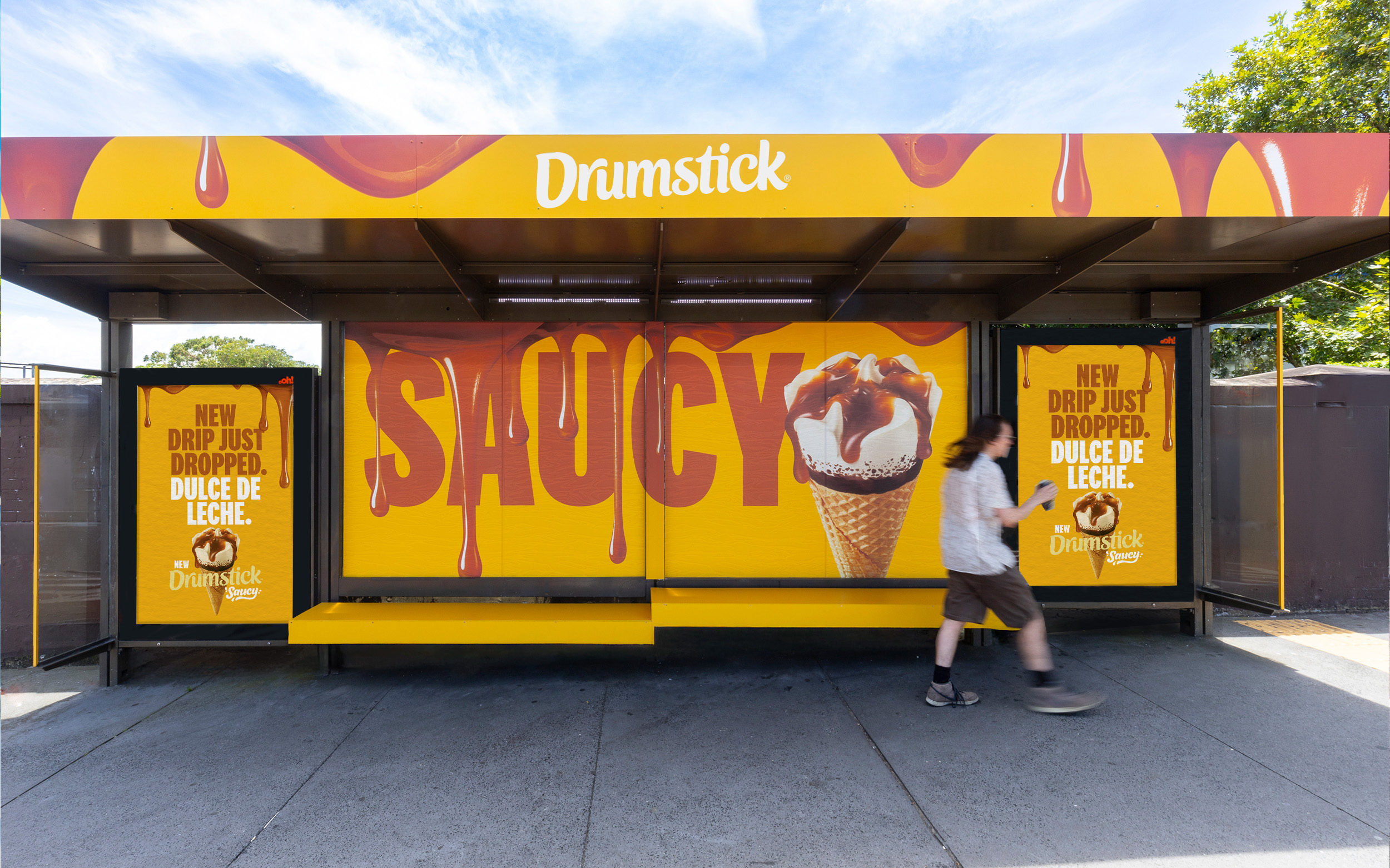 Bus shelter advertising in Newtown, special build with Drumstick Saucy